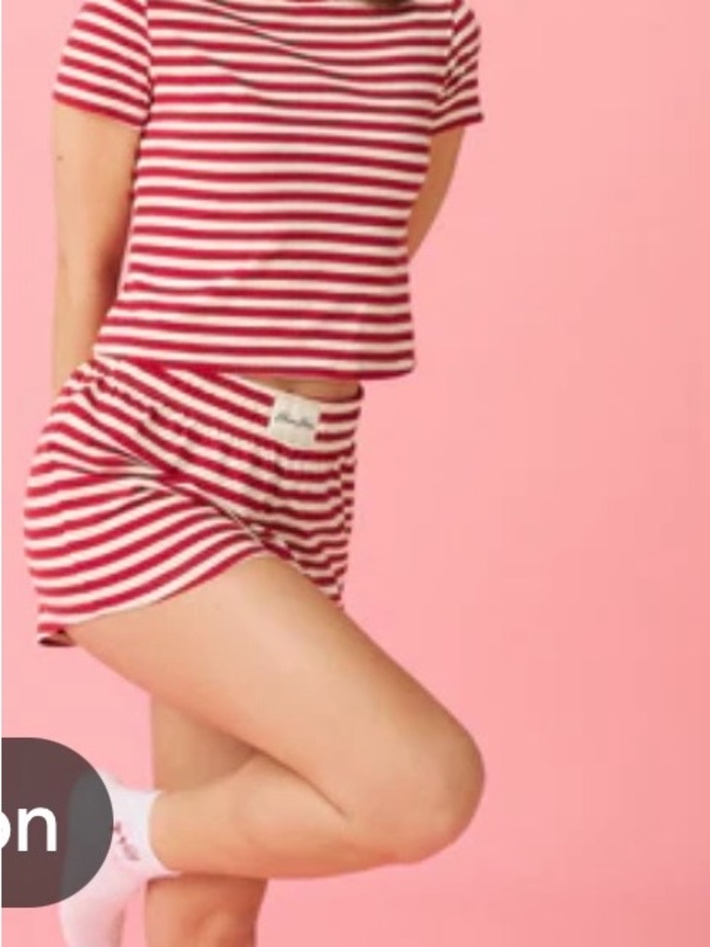 Eleven Eleven Red and White Striped Cotton Campus Cool Lounge Shorts M